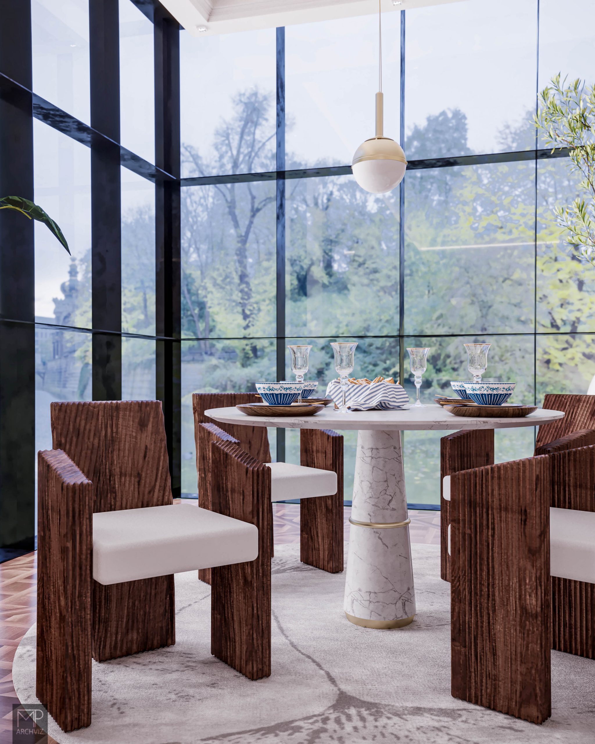modern dining area nature inspired