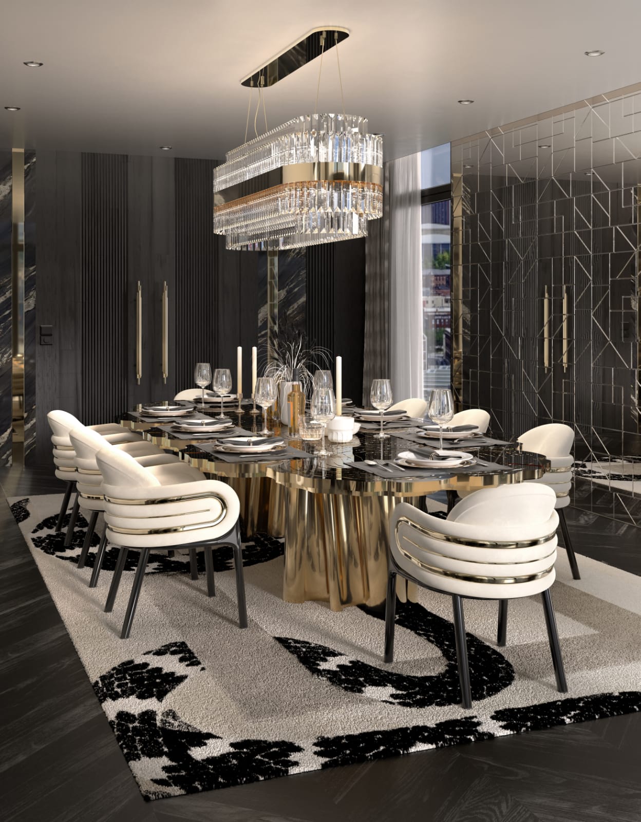 LUXURY DINING ROOM WITH GOLD