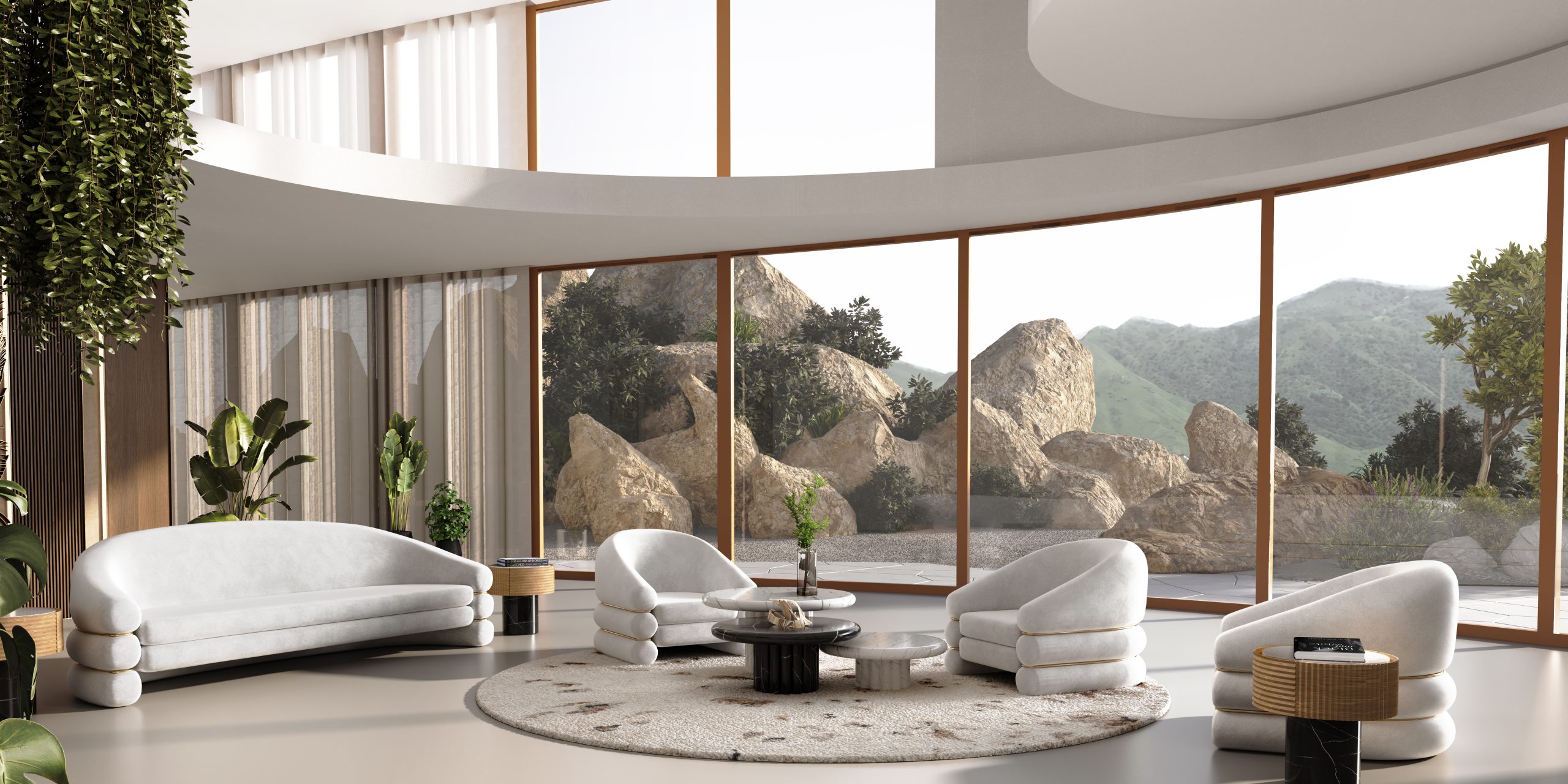 LUXURY MODERN LIVING ROOM WITH NATURE ACCENTS